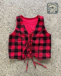Upcycled Flannel Lace-Up Vest