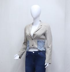 CR751 Le Blazer Court en Jean Recyclé avec Patches