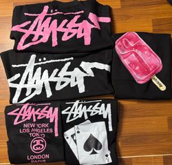 Stussy rework style mixed print sweatshirts