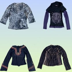 Tops neri a maniche lunghe Y2K Githuc (TS-1516)