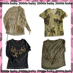 Brown Angel Y2K graphic mix tops-089