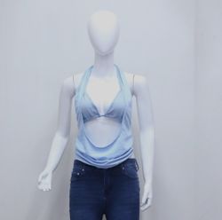 CR754 Upcycled  Halter Crop Top