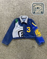 Upcycled Patchwork Jersey-Denim Cropped Jacket