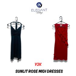 Y2K Sunlit Rose Midi Dresses - EV0802