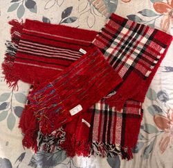 Red Winter Scarf Bundle – Stripes & Check Patterns