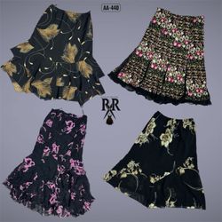 Y2K Black Rave Floral Summer Skirts (AA-440)