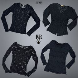 Y2K All Black Gothic Full Sleeve Tops (AA-437)