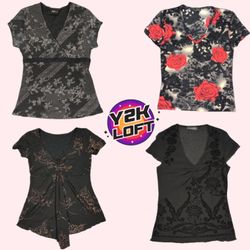 Y2K European Romanic Mesh Tops Mix