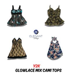 Y2K Glowlace Mix Cami Tops - EV0950