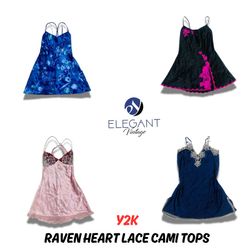 Y2K Raven Heart Lace Cami Tops - EV0809