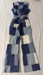 CR771 Combinaison en denim upcyclé avec patchwork ..