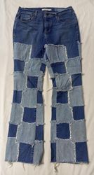 CR777 Upcycled Patchwork Denim Flare Jeans