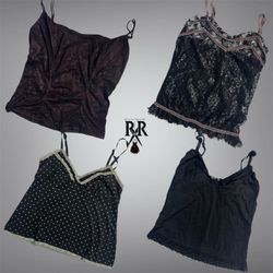 Y2K All Black Gothic Cami Tops (AA-452)