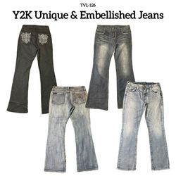Y2K Low Rise Unique & Embellished Jeans (TVL-126)