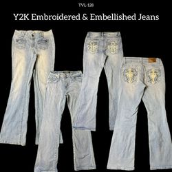 Y2K Unique Embroidered & Embellished Jeans ( TVL-1..
