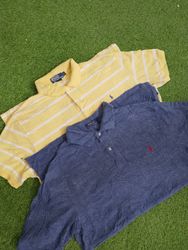 T-shirt Polo Uni de Couleur unie & Col à Carreaux