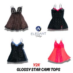 Y2K Glossy Star Cami Tops - EV0872
