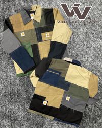 ヴィンテージ カーハート リワーク スタイル ディストレスト パッチワーク デトロイト ジャケット ..