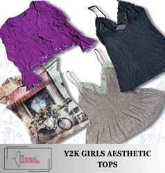 Mixed Y2K Aesthetic Tops (Cute / Grunge / Fairycor..
