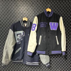 Veste varsity en laine et cuir de baseball (FNC:48..