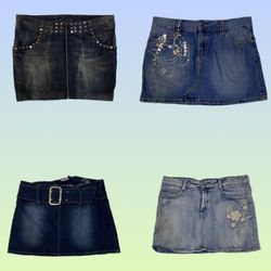 Jupes mini en denim uniques Y2K (TS-1561)