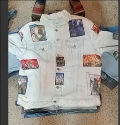 CR5526 Men’s Upcycled Printed Patch Denim Jacket