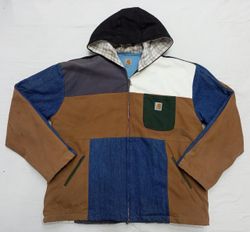 CR823 Upcycled Carhartt Box Patch  Hooded Zipper