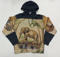CR830 Upcycled Tapestry Safari Elephant Hoodie