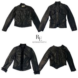 90s/Y2k structure Leather Jackets (RE-2479)