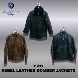 Y2K Rebel Leather Bomber Jackets - EV1238