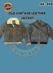 Cappotto di pelle vintage vecchio Ak-494