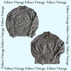 (FV-552) Y2K zip Up Black Aesthetic Leather Jacket