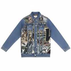 Veste en denim recyclé avec tapisserie