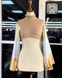 Upcycled High-Neck Shimmer Top