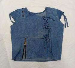 CR839 Upcycled  The "Deconstructed Denim Lace-Up T..