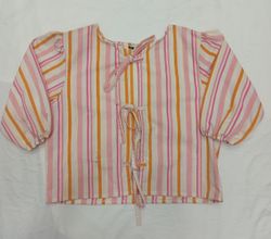 CR840 Upcycled The "Pastel Stripe Bow-Front Blouse..