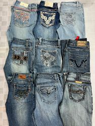 R186 Ladies Y2k Embellished Flared Jeans