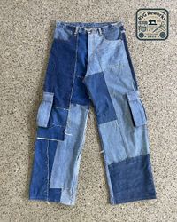 Upcycled Denim Cargo Patchwork Pants