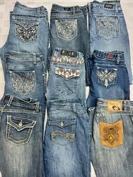 R189 Ladies Y2K Embellished Flared Jeans