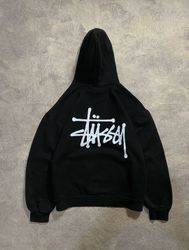 Stussy retravailler style pull à capuche noir