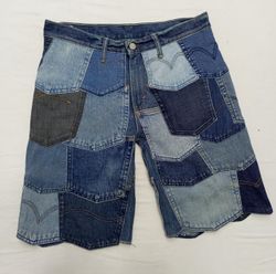 CR856 Upcycled Levi's Denim Patchwork Jorts