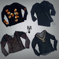 Y2K All Black Gothic Full Sleeve Tops (AA-468)