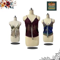 SS25 Upcycled Lace Trim Khaddi Silk Cami Tops