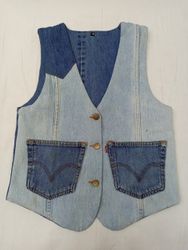 CR874 Upcycled Denim Patchwork Vest