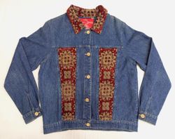 CR881 Upcycled Denim Tapestry Panel Jacket