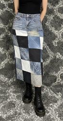 Fs-21 Upcycled Levi’s denim skirt patchwork