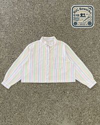 Upcycled Cropped Open-collar Shirt