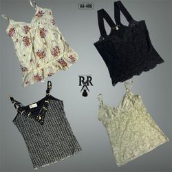 Y2K White and Black Mix Cami Tops (AA-486)