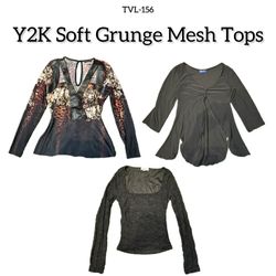 Y2K Soft Grunge Mesh Tops(TVL-156)
