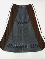 CR941 UPCYCLED Trouser Panel Denim Skirt